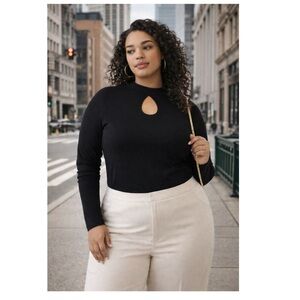 NEW TORRID Foxy Mock Neck‎ Keyhole Open Back Long Sleeve Top Black Sz 4X 26 Plus